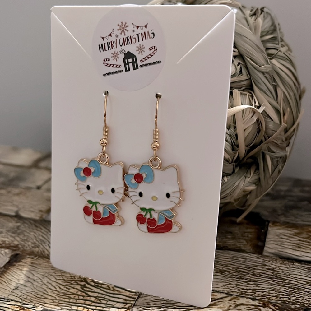 NEW HELLO KITTY Cherry Earrings - Hypoallergenic - Picture 2 of 6